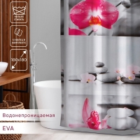Штора для ванны Доляна &laquo;Камни и орхидея&raquo;, 180&times;180 см, EVA
