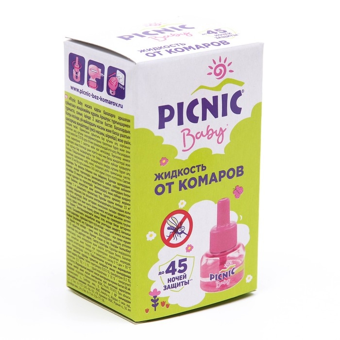 Дополнительный флакон-жидкость от комаров "Picnic Baby", с экстрактом ромашки, 45 ночей, 30 мл   146