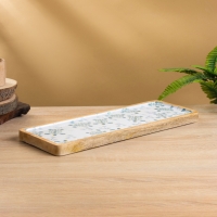 Блюдо прямоугольное " Черепаха и цветы" дерево манго 41х15 см