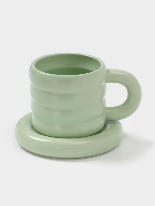 Чайная пара Доляна &laquo;Зефир&raquo;, 350 мл, керамика, зелёная