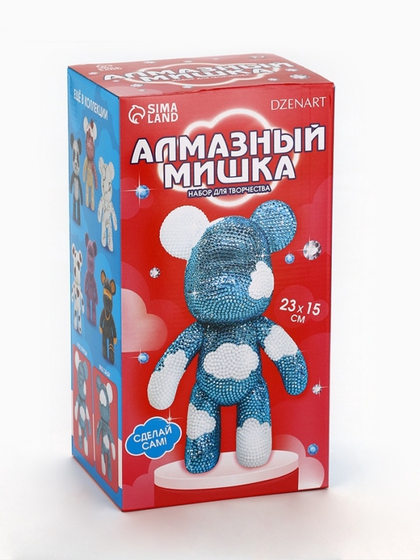 Алмазная мозаика на фигурке с полным заполнением &laquo;Медведь&raquo;, голубое небо с облаками