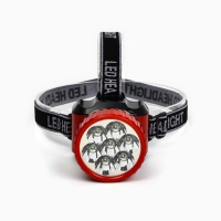 Фонарь налобный аккумуляторный, 9 х 7 см, красный