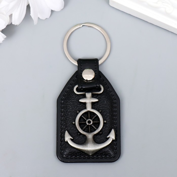 Брелок кожзам, металл Брелок кожзам, металл "Якорь" 6,8х4 см