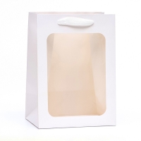 Пакет подарочный, с окном, 25 х 18 х 13 см, белый, 1шт. Пакет подарочный, с окном, 25 х 18 х 13 см, белый, 1шт.