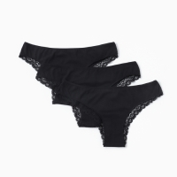 Набор женских трусов бразилиана (3 шт.), цвет черный, размер 44 (S) Набор женских трусов бразилиана (3 шт.), цвет черный, размер 44 (S)