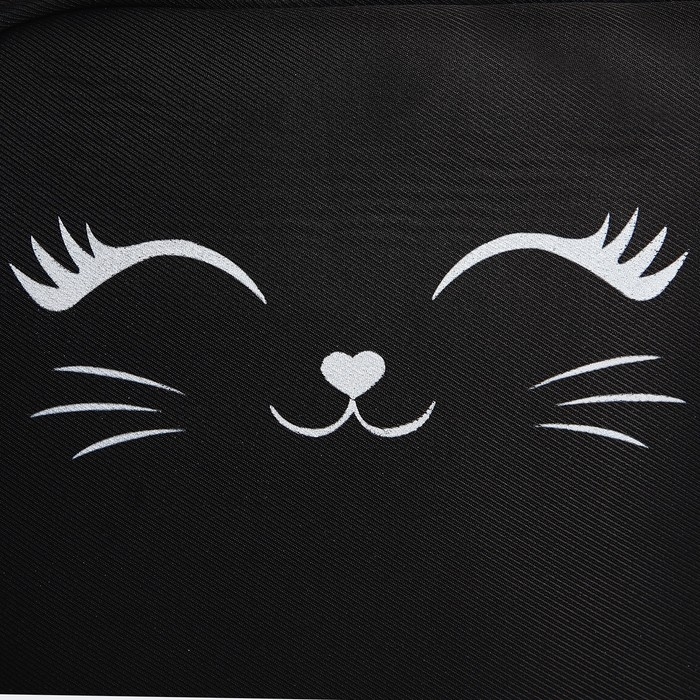 Рюкзак школьный текстильный с ушками на заколках &laquo;Котик&raquo;, 27х23 см, чёрный цвет