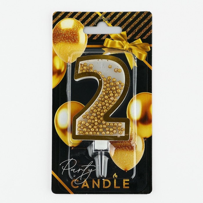Свеча для торта, цифра с шейкером &laquo;2&raquo; , 9,5 х 4 см