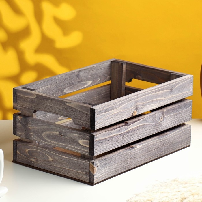 Кашпо - ящик деревянный 30х20х14,5 см состаренный дуб Кашпо - ящик деревянный 30х20х14,5 см состаренный дуб