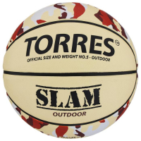 Баскетбольный мяч TORRES Slam, B02065, клееный, 8 панелей, р. 5, резина Баскетбольный мяч TORRES Slam, B02065, клееный, 8 панелей, р. 5, резина