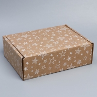 Коробка подарочная сборная, упаковка, &laquo;Звёзды&raquo;, бурый, 27 х 21 х 9 см