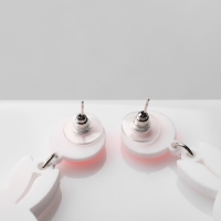 Серьги акрил &laquo;Зайчики&raquo;, цвет бело-розовый в серебре