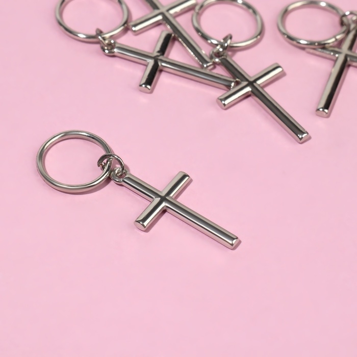 Пирсинг для волос &laquo;Крест&raquo;, 3,7 &times; 1,3 см, 5 шт, цвет серебристый