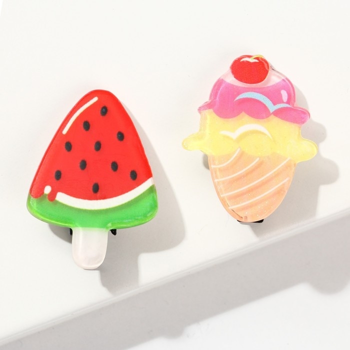 Заколки для волос детские &laquo;Красивые вкусняшки&raquo;, 2 шт, 3 х 1,5 см