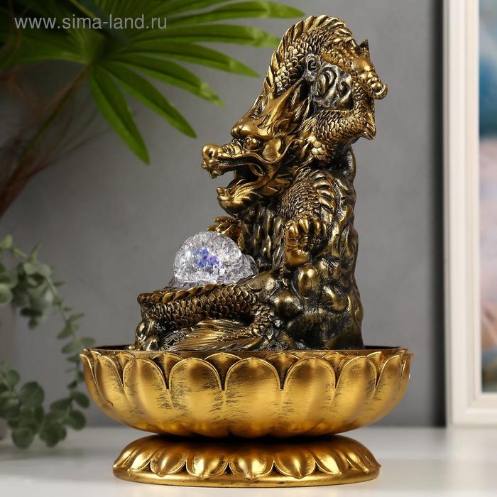 Фонтан настольный от сети, подсветка Фонтан настольный от сети, подсветка "Золотой дракон" 32х23х23 см
