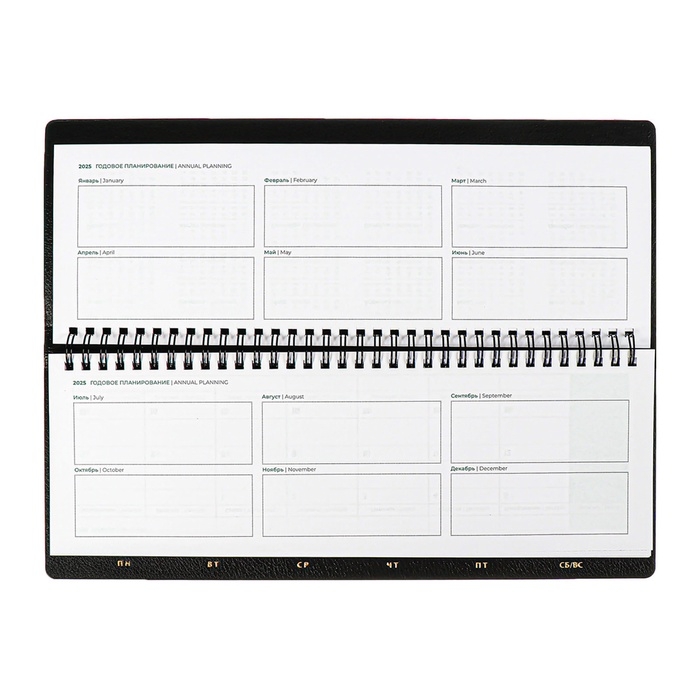 Планинг датированный 2025 года, ESCALADA, 76 листов, на гребне, интегральная обложка, искуственная кожа, тиснение фольгой, блок 70, чёрный, 310 х115мм