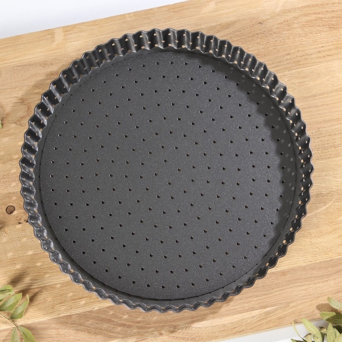 Форма для выпечки Доляна Galaxy перфорированная, 24&times;3 см, съёмное дно, антипригарное покрытие, цвет чёрный