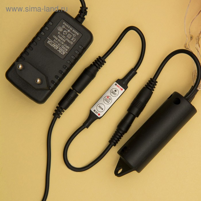 Гирлянда &laquo;Конский хвост&raquo; 15 нитей по 1.5 м, IP20, серебристая нить, 225 LED, свечение белое, 8 режимов, 12 В