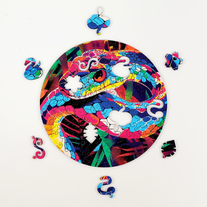 Пазлы фигурные деревянные «Змея в джунглях», 117 элементов, символ года 2025 Пазлы фигурные деревянные «Змея в джунглях», 117 элементов, символ года 2025