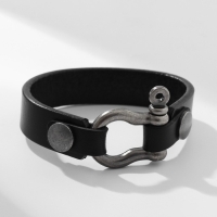 Браслет кожа «Миллениум» на замке, цвет чёрный Браслет кожа «Миллениум» на замке, цвет чёрный