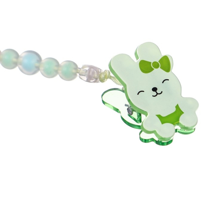 Соска - пустышка силиконовая ортодонтическая, от 12 мес., с колпачком + держатель &laquo;Зайка&raquo;, цвет зеленый