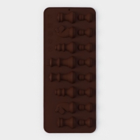 Форма для шоколада Доляна &laquo;Шахматы&raquo;, силикон, 20,6&times;8,8 см, 16 ячеек, цвет коричневый