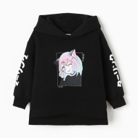 Толстовка для девочки, цвет черный, рост 116 см