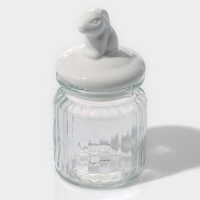 Банка стеклянная для хранения сыпучих продуктов Доляна &laquo;Зайка&raquo;, 230 мл, с керамической крышкой