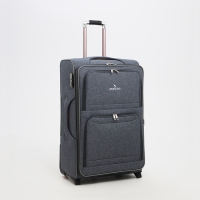 Чемодан большой 95 л (L), отдел на молнии, с расширением, кодовый замок, 3 колеса, 2 наружных кармана, цвет серый