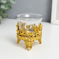 Подсвечник стекло, пластик на 1 свечу "Сердце из листьев сердце" золото 6,5х6х6 см Подсвечник стекло, пластик на 1 свечу "Сердце из листьев сердце" золото 6,5х6х6 см