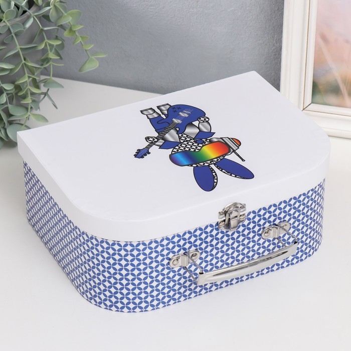 Шкатулка картон сундучок Шкатулка картон сундучок "Заяц-робот с гитарой" 25х10х18,5 см