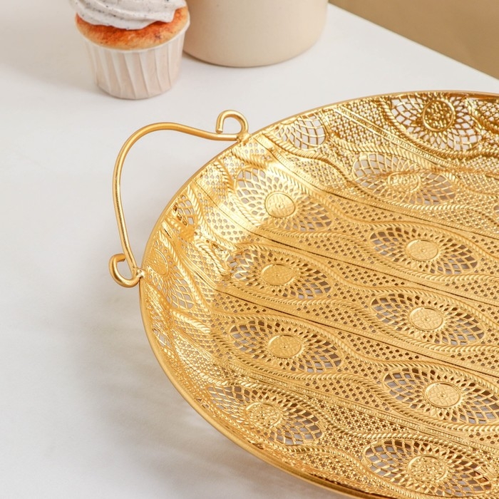 Поднос &laquo;Ренессанс&raquo;, 35&times;30,5&times;3,5 см, цвет золотой