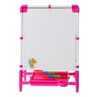 Мольберт детский двусторонний &laquo;Доска знаний&raquo;, регулируется по высоте, + учебные принадлежности, цвет розовый