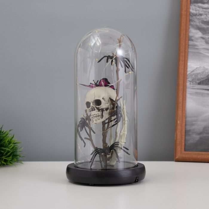 Светильник колба &laquo;Череп с пауками&raquo; 1,5Вт, LED, 3xAAA, черный USB 11х11х21см