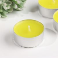 Набор чайных свечей ароматических в термоусадке "Лимон", 3,8х1,6 см, 3,5 ч, 12 г, 20 штук Набор чайных свечей ароматических в термоусадке "Лимон", 3,8х1,6 см, 3,5 ч, 12 г, 20 штук