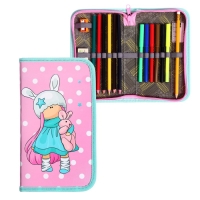 Пенал 1 секция, 115 х 205 мм, с наполнением 16 предметов, Calligrata "Девочка" ламинированный картон, 30П26/set Пенал 1 секция, 115 х 205 мм, с наполнением 16 предметов, Calligrata "Девочка" ламинированный картон, 30П26/set