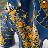 Сувенир полистоун "Синие слоны с оранжевыми стразами" набор 2 шт 28,5х21х8,3 см