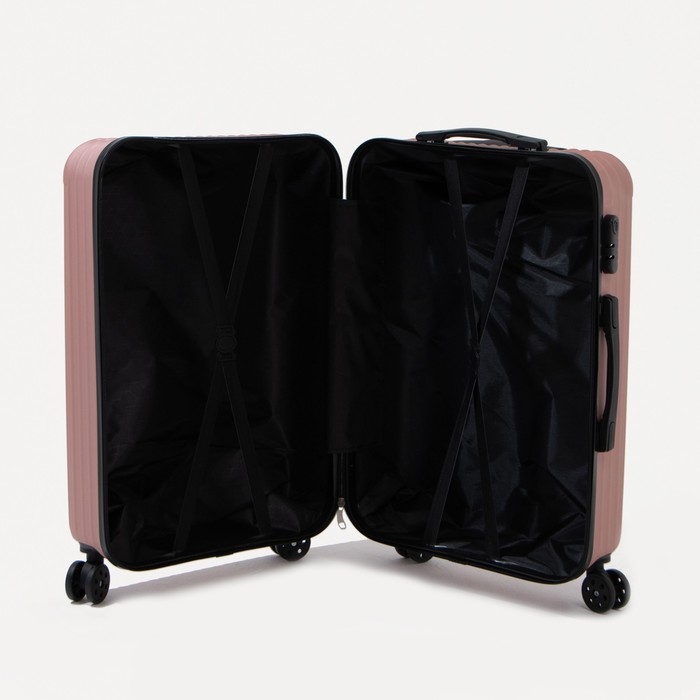 Чемодан средний 60 л (M), отдел на молнии, кодовый замок, цвет розовый