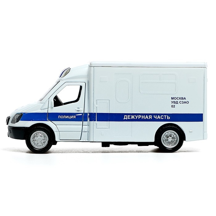 Машина металлическая &laquo;Полиция&raquo;, 1:32, инерционная, световые и звуковые эффекты, русская озвучка, открываются двери, цвет белый