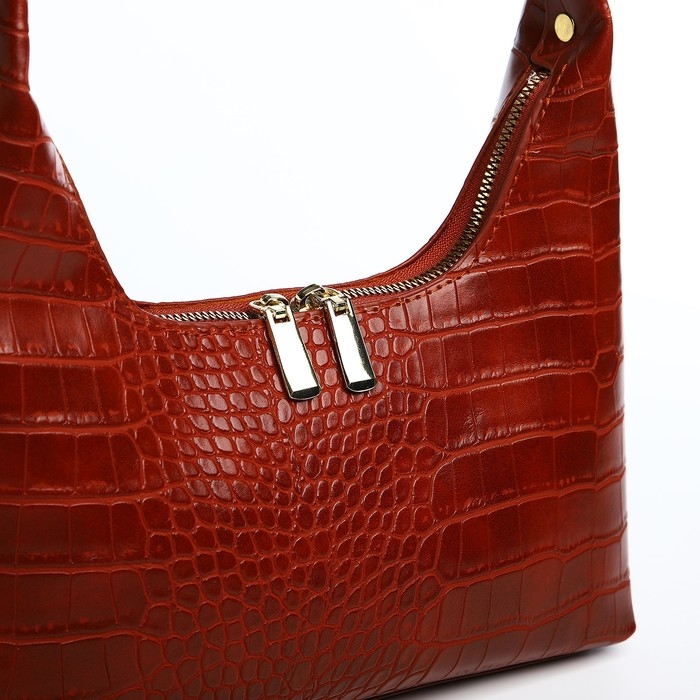 Сумка-багет на молнии, цвет бордовый