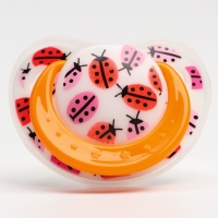 Соска - пустышка силиконовая ортодонтическая &laquo;Божья коровка&raquo;, от 0 мес., с колпачком, цвет оранжевый