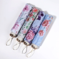 Зонт механический &laquo;Букет&raquo;, эпонж, 4 сложения, 8 спиц, R = 47/55 см, D = 110 см, цвет МИКС