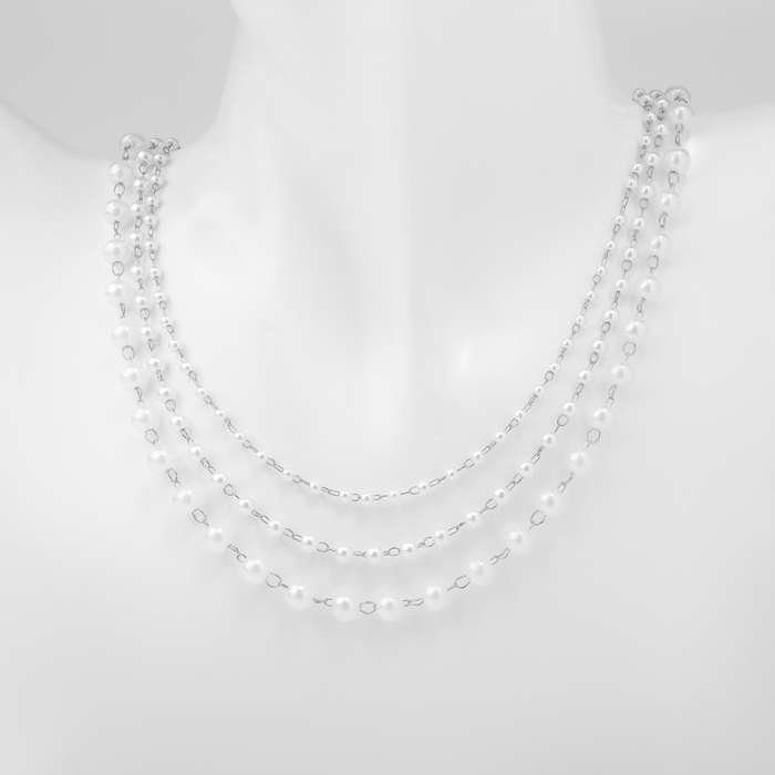 Бусы с жемчугом &laquo;Олимпия&raquo; трио, цвет серебро, 45см