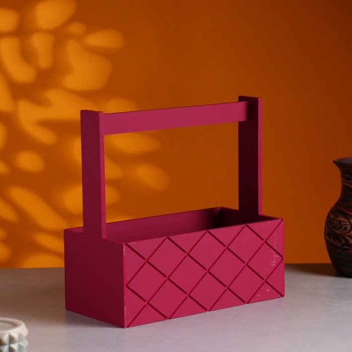 Кашпо деревянное "Эллада большая, сетка", с ручкой,  25&times;12,5&times;10(25) см Бордо