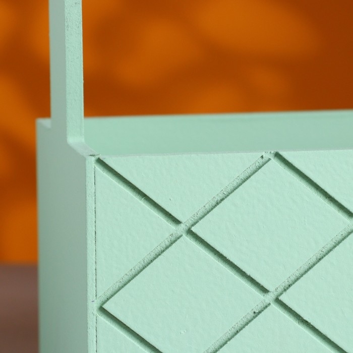 Кашпо деревянное Кашпо деревянное "Эллада большая, сетка", с ручкой, 25×12,5×10(25) см Оливковый