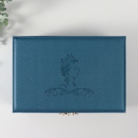 Шкатулка кожзам для украшений "Царица" синяя 18х27х9 см