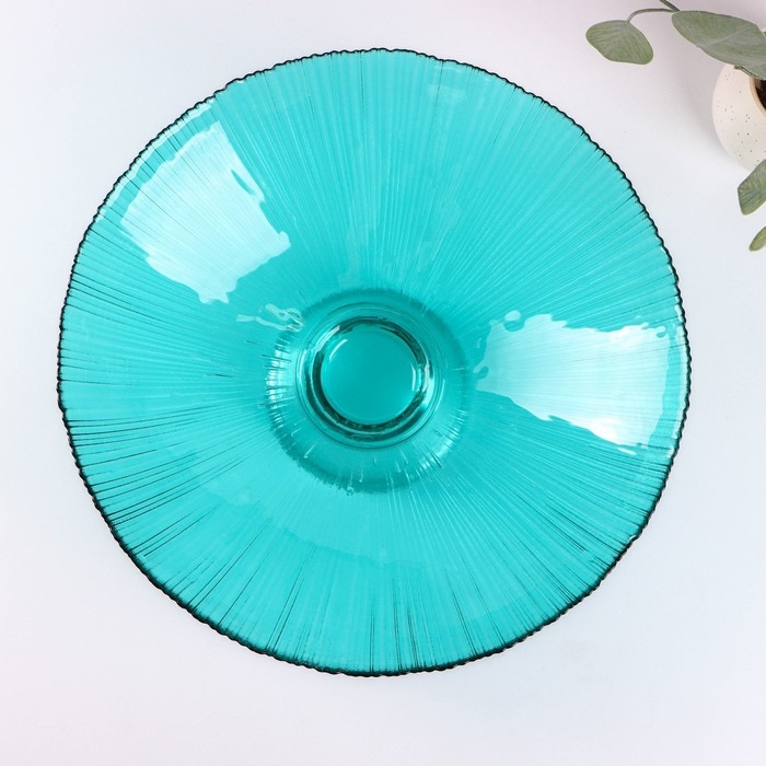 Ваза из стекла для фруктов &laquo;Фейерверк&raquo;, 3,7 л, 33&times;13,5 см, цвет изумрудный