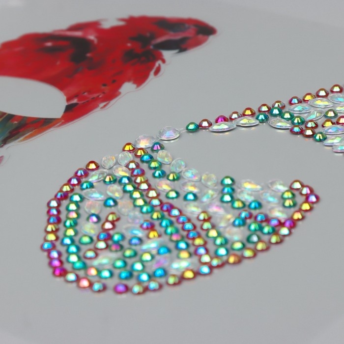 Наклейка пластик стразы "Крыло бабочки и попугай" 16х17 см