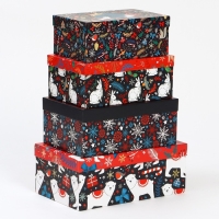 Набор коробок подарочных 15 в 1 &laquo;Европейский&raquo;, 12 х 7 х 4 см - 46,6 х 35,2 х 17.5 см, Новый год
