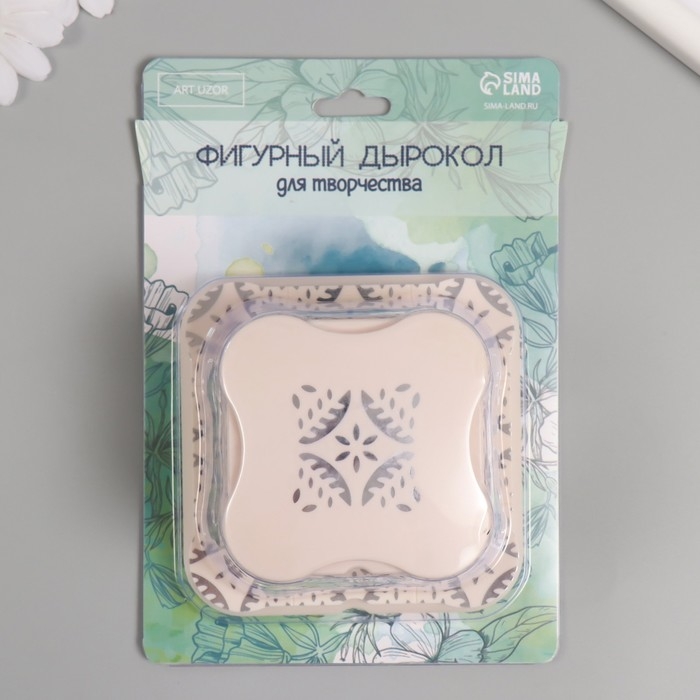 Дырокол фигурный рисунок 3,8х3,8 см "Узор колос" 6.1х6,1х4,1 см