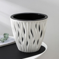 Кашпо для цветов со вставкой &laquo;Вдохновение&raquo;, 7,5 л, цвет белый/чёрный